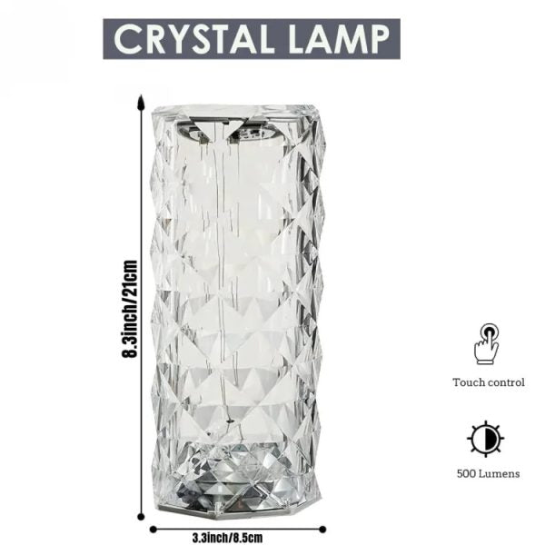 Diamond Rose Crystal Lamp (16 RGB Colors)